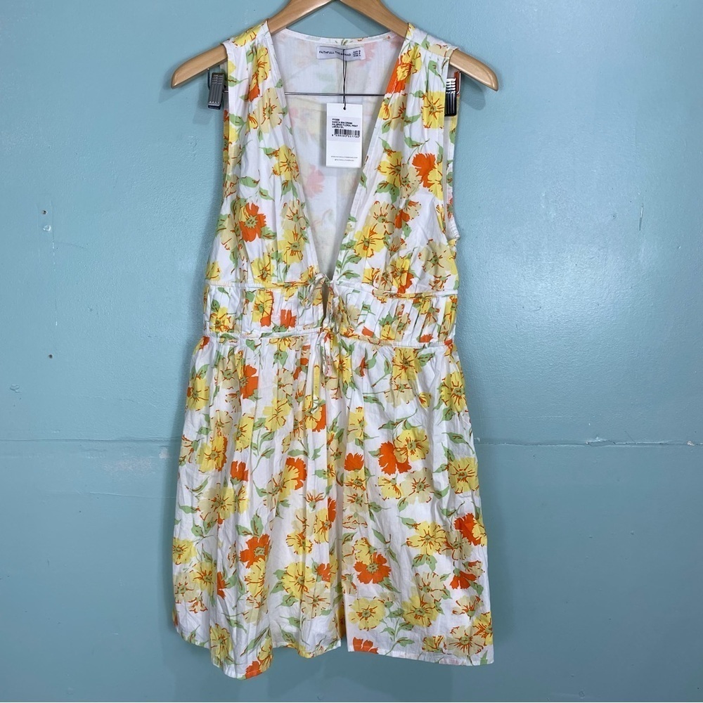 Faithfull The Brand Korita Mini Dress Palermo Floral Print Sleeveless L Floral